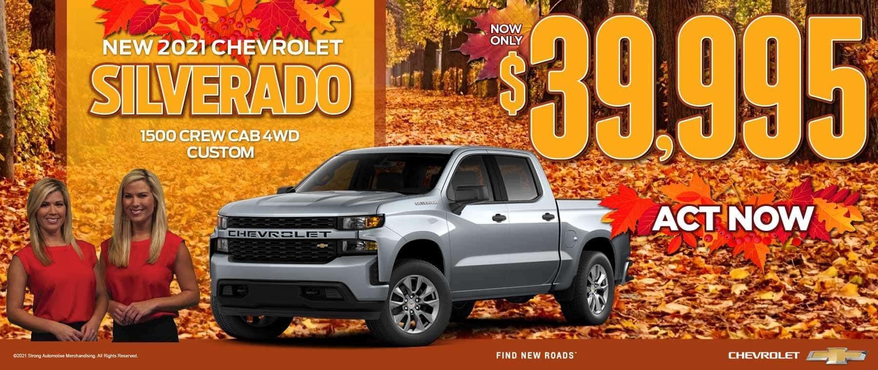 NEW 2021 CHEVROLET SILVERADO 1500 CREW CAB 4WD. NOW ONLY $39,995. ACT NOW!