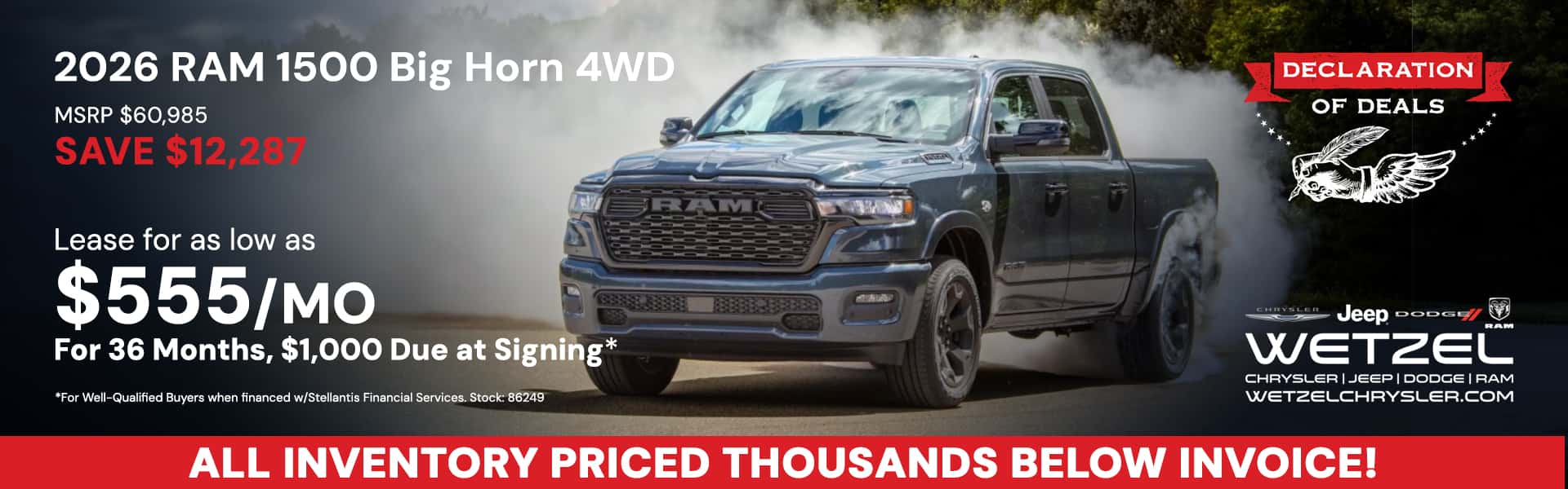 Ram 1500 Big Horn $555/month Save $12,287