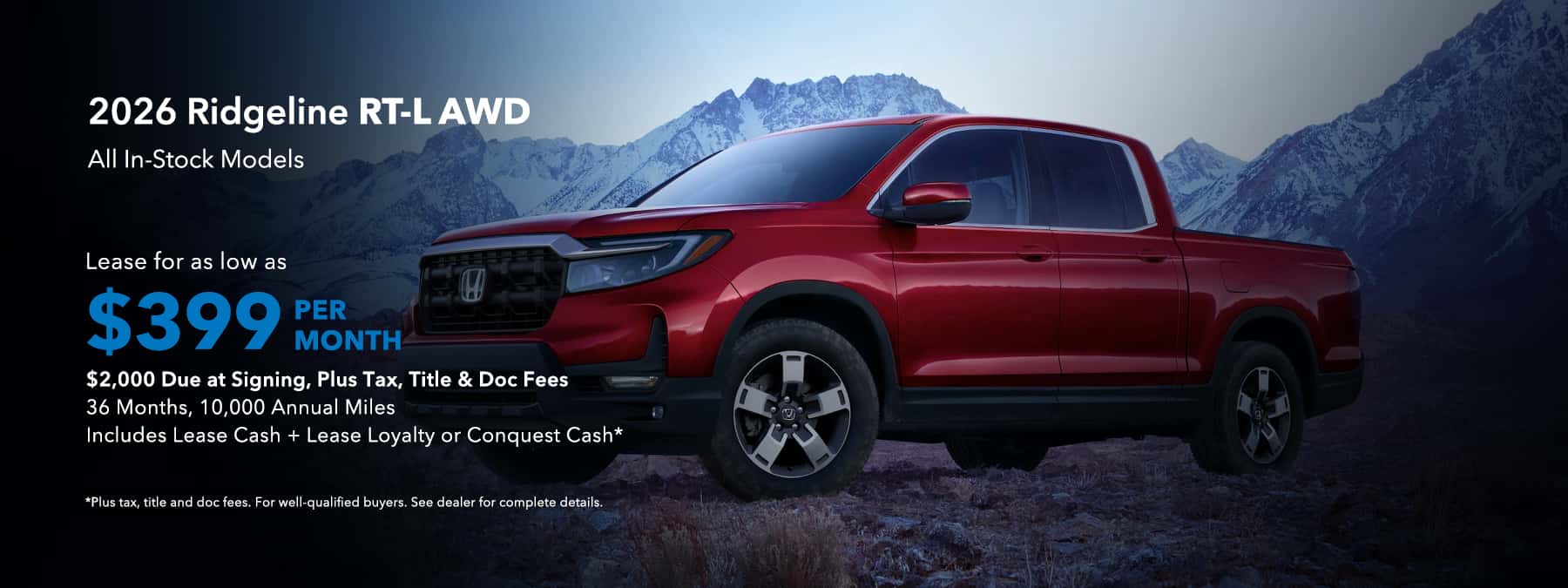 Ridgeline RTL $399 per month