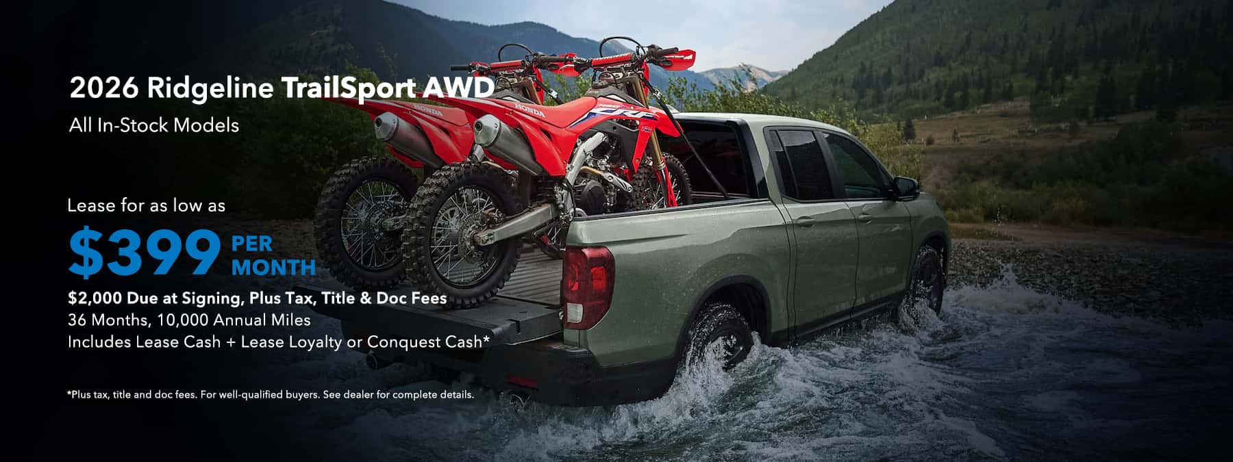2026 Ridgeline TrailSport $399 per month