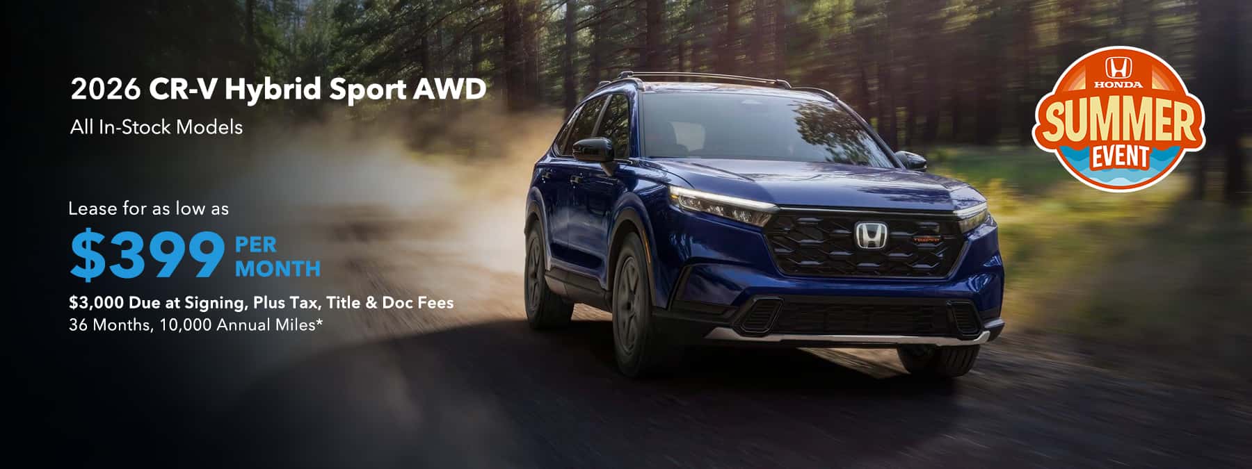 2026 Honda CR-V Hybrid Sport - $399 Per MOnth