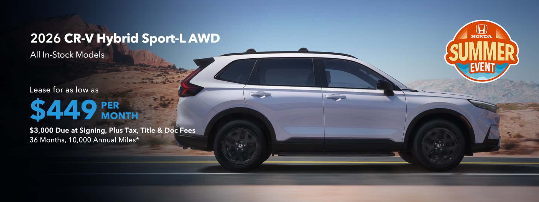 2026 CR-V Hybrid Sport-L - $449 Per Month
