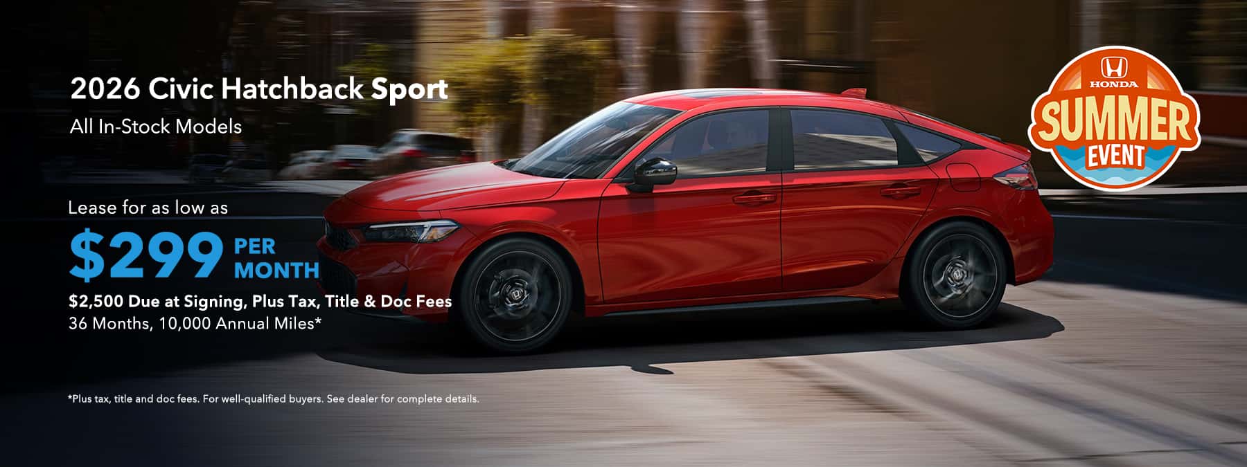Civic Hatchback Sport - $299/month