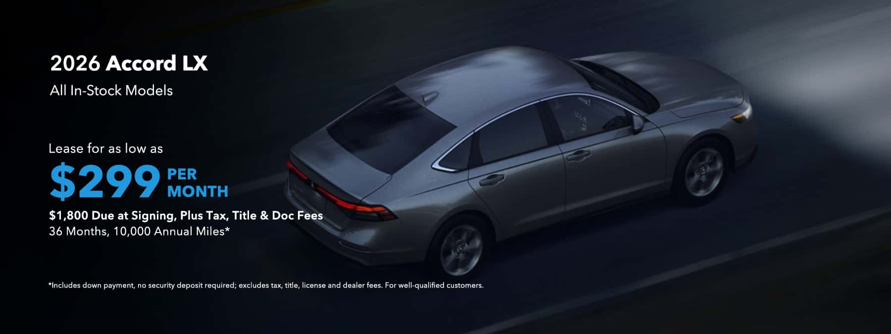 Honda Accord LX - $299 Per Month