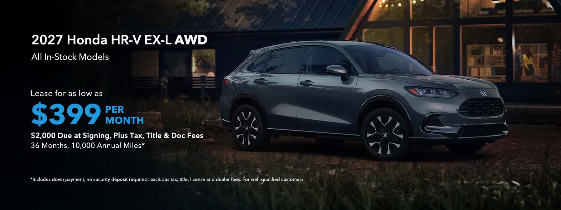 2027 Honda HR-V EX-L AWD - $399 Per Month