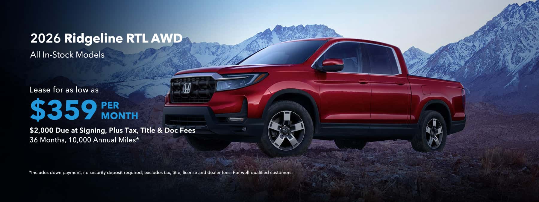 Honda Ridgeline RTL $359 Per Month